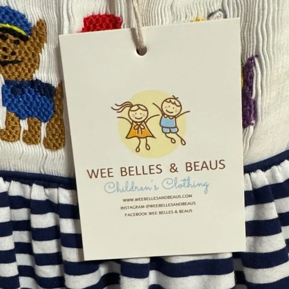 Boutique Striped Embroidered Paw Patrol Kids Dress/Tunic with Ruffle shorts sz10 - Picture 3 of 6